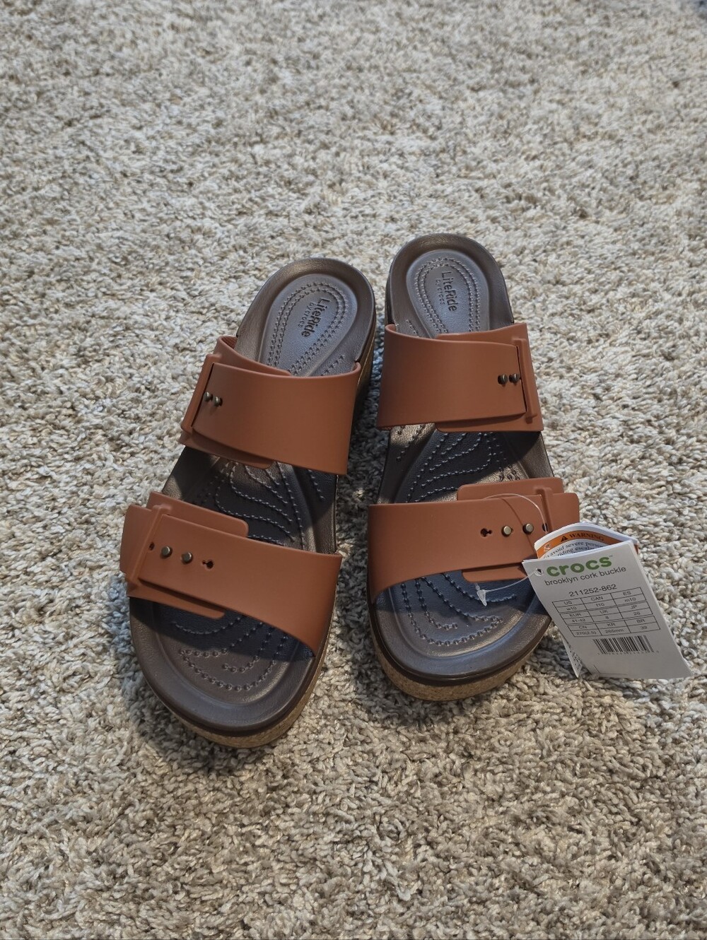 Crocs Brooklyn Buckle Wedge Slide Sandal (Women)